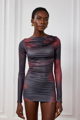 Emiliana Ruch Flower Long Sleeve Mini Dress