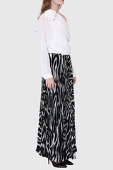 Ensley Flower Single Shoulder Mesh Top In White