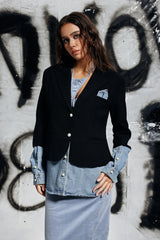 Eshani Denim Deconstruct Blazer In Black