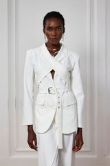 Etta Cross Buckle Lapel Blazer