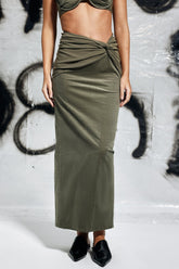 Hollister Twist Ruch Skirt In Green
