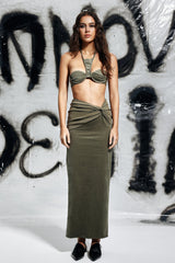 Hollister Twist Ruch Skirt In Green