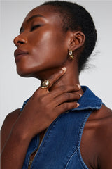 Jamie Metal Ring Rhinestone Embellished Earrings