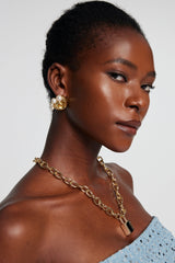 Jayleen Whorl Pearl Earrings In Gold