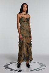 Jennifer Mesh Denim Maxi Dress