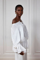 Kai Lace Up Flower Ruffle Top