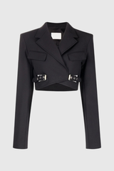 Katie Hollow Short Blazer In Black
