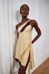 Keily Lace Single Shoulder Ruch Mini Dress