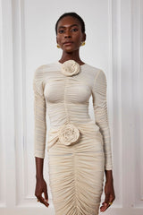 Kenia Flower Ruch Mesh Top
