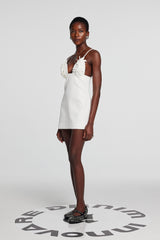 Kira Flower Backless Spaghetti Mini Dress In White