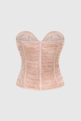 Kyra Corset Mesh Ruch Top In Slight Pink