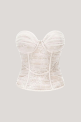 Kyra Corset Mesh Ruch Top In White