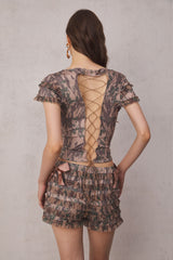 Lillie Lace Up Backless Set In Green