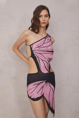 Lily One Shoulder Butterfly Mini Dress
