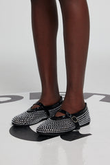 Mia Rhinestone Embellished Fishnet Flats
