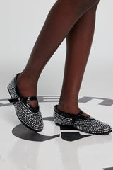 Mia Rhinestone Embellished Fishnet Flats