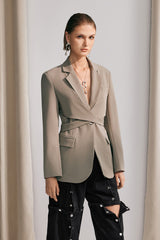 Nieve Cross Lace Up Plunge Blazer