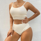 Striped Split Backless Swimsuit