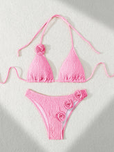 Bandage 3D Floral Split Swimsuit Sexy Beachwear