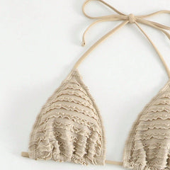 Lace-Up Triangle Cup Bikini Sexy Three-Piece Swimsuit