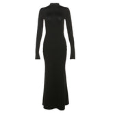 Women's Fashion Round Neck Long Sleeve Sexy Backless Slim Fit Dress