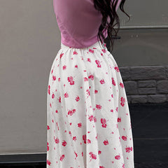 Amara Floral Split Midi Skirt