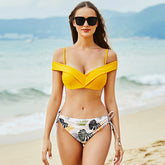 Sexy Print Triangle Split Bikini Swimsuit
