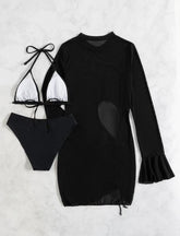 Sexy Pure Color Slimming Blouse Swimsuit for Women