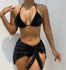 3-Piece Lacing Backless Split Bikini