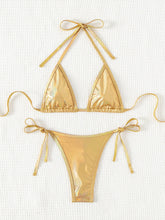 Bronzing Triangle Bag Bikini Split Swimsuit with Jewelry