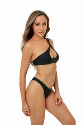 One Shoulder Women Printed Split Swimsuit