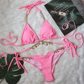 Creative Accessories Sexy Lace-up Plain Women Split Bikini