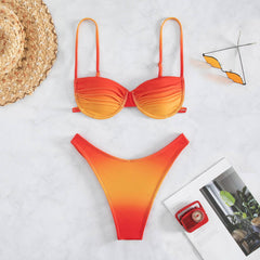 Push-up underwire bikini gradient two-piece swimsuit