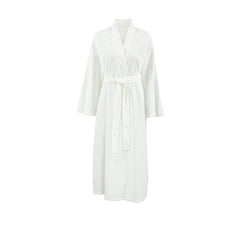 Apricot Cotton And Linen Loose Cardigan Lace-up Nightgown Long Sleeve