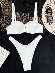 Wave Jacquard Split Bikini