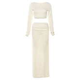 Women's Fashion Round Neck Long Sleeves Cropped Suit
