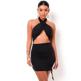 Sophia Cross-Halterneck Sheath Dress