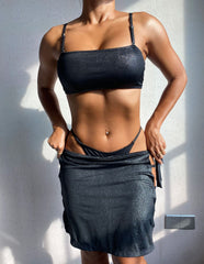 Solid Color Open Back Split Swimsuit