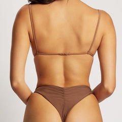 Two-Piece Bikini Stitching Solid Color Push-Up Swimsuit
