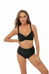 Sexy High Waist Split Swimsuit: Solid Color Bikini for Ladies