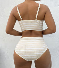 Striped Split Backless Swimsuit