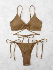 Summer Sexy Solid Color Tied Bikini Set