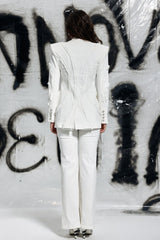 Rosalina Fringe Stripe Lapel Denim Blazer