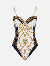 Courtl Vintage Gold Print One-piece Bikini Swimwear Costume Sexy Fashion Slim Fit Swimsuit With Long Trousers Beach Holiday 2024