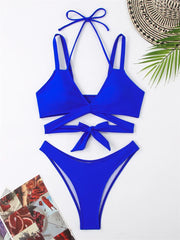 Bikini Women Swimsuit 2024 New Solid Sling Lace Up Bikinis Set Sexy Thong Swimwear Summer Two Piece Beach Bathing Suit Female