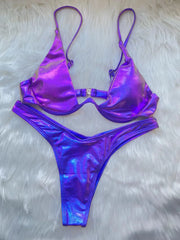 Sexy Triangle Bikini 2022 holographic Blue Push Up Extreme Thong Swimwear Brazilian Bandage Bathing Suit Swimsuit Micro Biquini