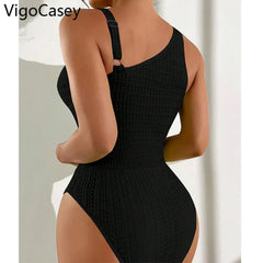 VigoCasey 2024 Solid Ring Patchwork Swimwear Women Sexy Hollow Push UP One Piece Swimsuit Monokini Summer Beach Bathing Suit