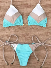 Sexy Halter Swimsuit Women Thong Micro Bikini Push Up 2023 Brazilian Bikini Tropical Plant Print Swimwear String Mini Swimsuit