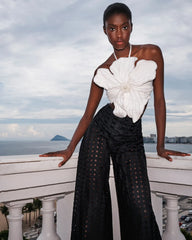 Women's Praia Swimwear Beach Exit Clothes 2 Piece Swimsuit Fashion Gauze Pants Biquini Backless Beachwear New Monokini 2023