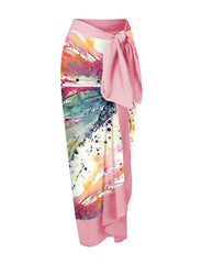 Splash-ink Art One Shoulder Ruffle Swimsuit Luxury Bikini V-neck Cut Out Surfing Swimwear Women 2024 Designer Bathing Suit